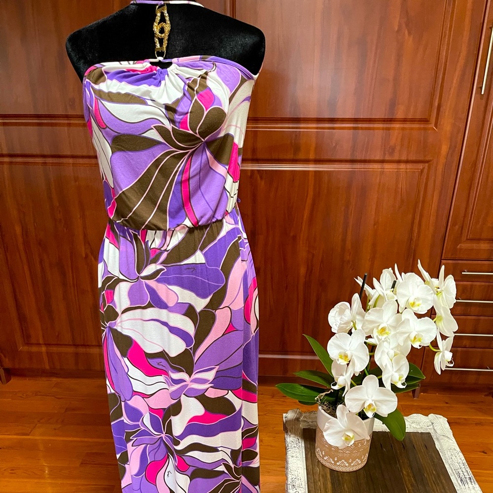 Milly maxi dress with gold accent